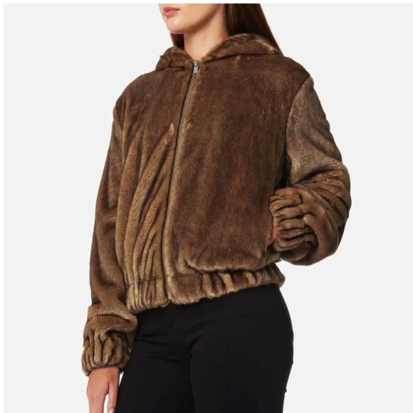 Helmut Lang Mink Faux Fur Hooded Bomber Jacket - Picture 3 of 4